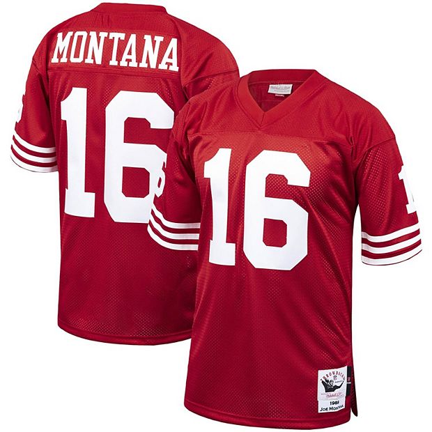 Men's Mitchell & Ness Joe Montana Scarlet San Francisco 49ers 1989  Authentic Throwback Retired Player Jersey