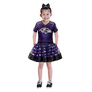 Girls Youth Purple Baltimore Ravens Tutu Tailgate Game Day V-Neck Costume