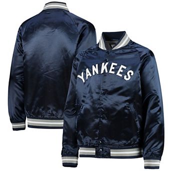 Youth Mitchell & Ness Navy New York Yankees Cooperstown Collection Raglan Satin Full-Snap Jacket