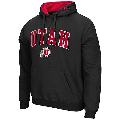 Men's Colosseum Black Utah Utes Arch and Logo Pullover Hoodie