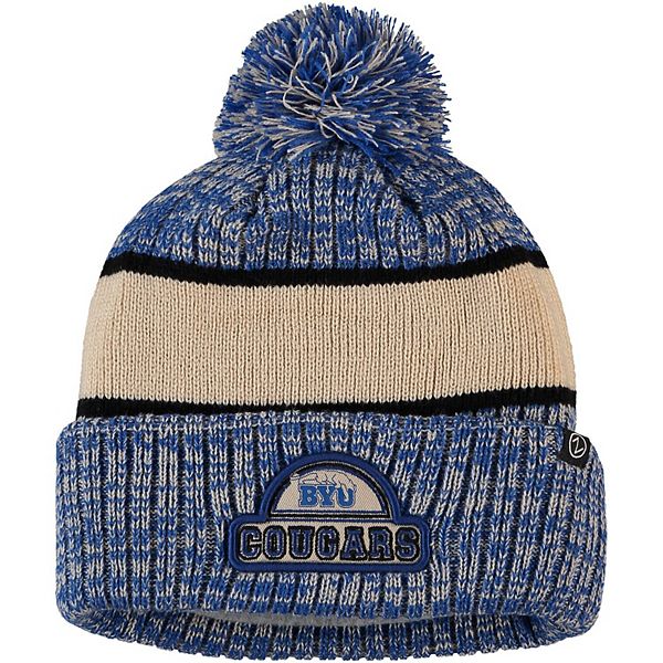 Men's Zephyr Royal Cream Byu Cougars Brighton Cuffed Knit Hat With Pom