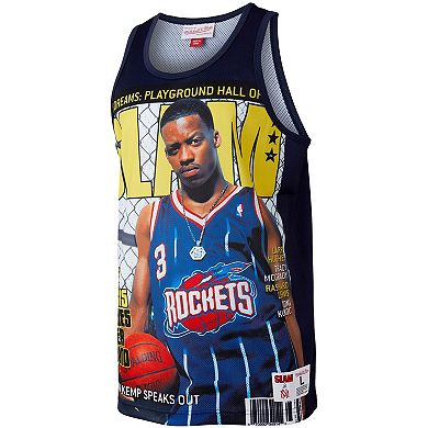 Men's Mitchell & Ness Steve Francis Navy Houston Rockets Slam Player Tank Top