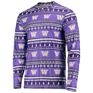 Men's Concepts Sport Purple Washington Huskies Ugly Sweater Long Sleeve T-Shirt and Pants Sleep Set
