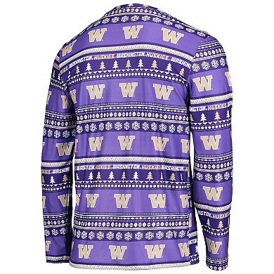 Men's Concepts Sport Purple Washington Huskies Ugly Sweater Long Sleeve T-Shirt and Pants Sleep Set
