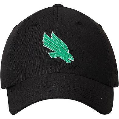 Men's Top of the World Black North Texas Mean Green Primary Logo Staple Adjustable Hat