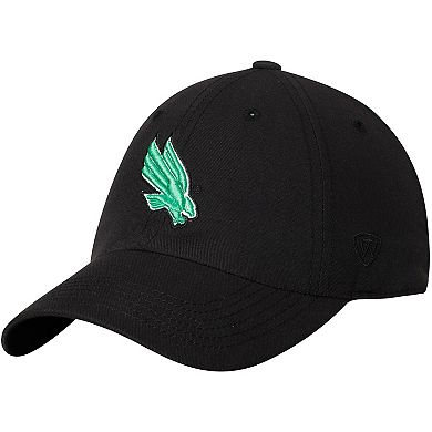 Men's Top of the World Black North Texas Mean Green Primary Logo Staple Adjustable Hat