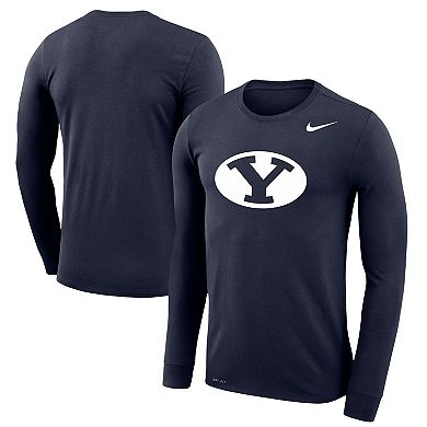 Men's Nike Navy BYU Cougars School Logo Legend Performance Long Sleeve T-Shirt