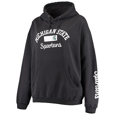 Women's Pressbox Black Michigan State Spartans Rock n Roll Super Oversized Pullover Hoodie