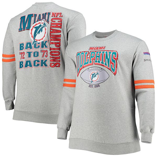 Men's Mitchell & Ness Heathered Gray Miami Dolphins Big & Tall