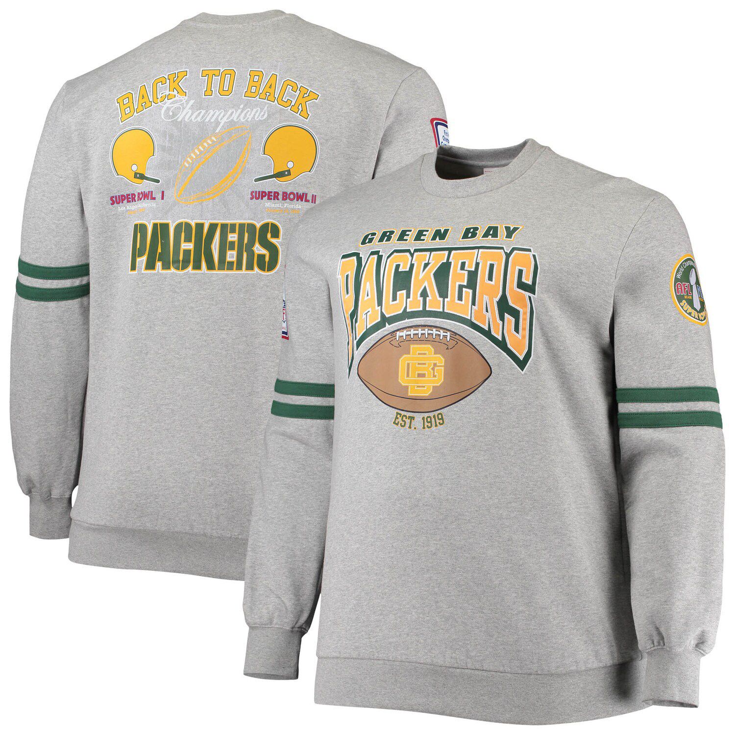 Men's Green Bay Packers Refried Apparel Gold/Green Sustainable Split Center  Pullover Sweatshirt