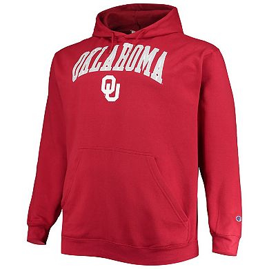 Men's Champion Crimson Oklahoma Sooners Big & Tall Arch Over Logo Powerblend Pullover Hoodie