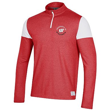 Men's Under Armour Red Wisconsin Badgers Gameday Tri-Blend Quarter-Zip Jacket