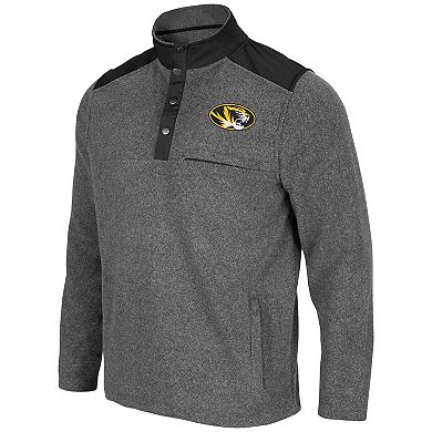 Men's Colosseum Heathered Charcoal/Black Missouri Tigers Huff Snap Pullover
