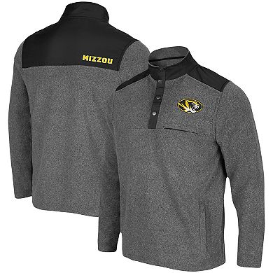 Men's Colosseum Heathered Charcoal/Black Missouri Tigers Huff Snap Pullover