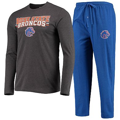 Men's Concepts Sport Royal/Heathered Charcoal Boise State Broncos Meter Long Sleeve T-Shirt & Pants Sleep Set