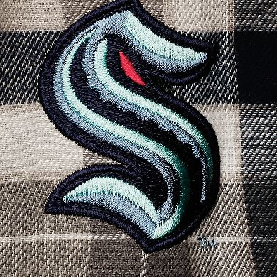 Men's Antigua Deep Sea Blue/Gray Seattle Kraken Ease Plaid Button-Up Long Sleeve Shirt