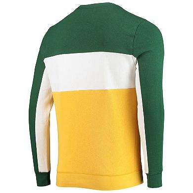 Men's Junk Food Green/Gold Green Bay Packers Color Block Pullover Sweatshirt