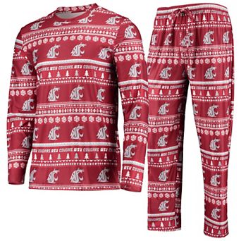 Men's Concepts Sport Crimson Washington State Cougars Ugly Sweater Long Sleeve T-Shirt and Pants Sleep Set
