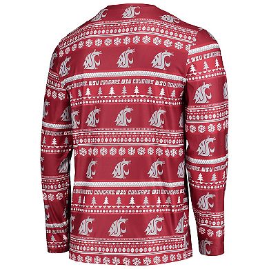 Men's Concepts Sport Crimson Washington State Cougars Ugly Sweater Long Sleeve T-Shirt and Pants Sleep Set