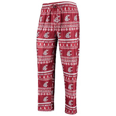 Men's Concepts Sport Crimson Washington State Cougars Ugly Sweater Long Sleeve T-Shirt and Pants Sleep Set