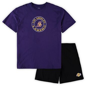 Men's Concepts Sport Purple/Black Los Angeles Lakers Big & Tall T-Shirt & Shorts Sleep Set