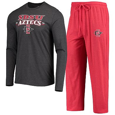 Men's Concepts Sport Cardinal/Heathered Charcoal San Diego State Aztecs Meter Long Sleeve T-Shirt & Pants Sleep Set