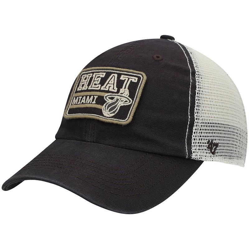 Mens 47 Charcoal Miami Heat Off Ramp Trucker Snapback Hat, HEA CHARCO