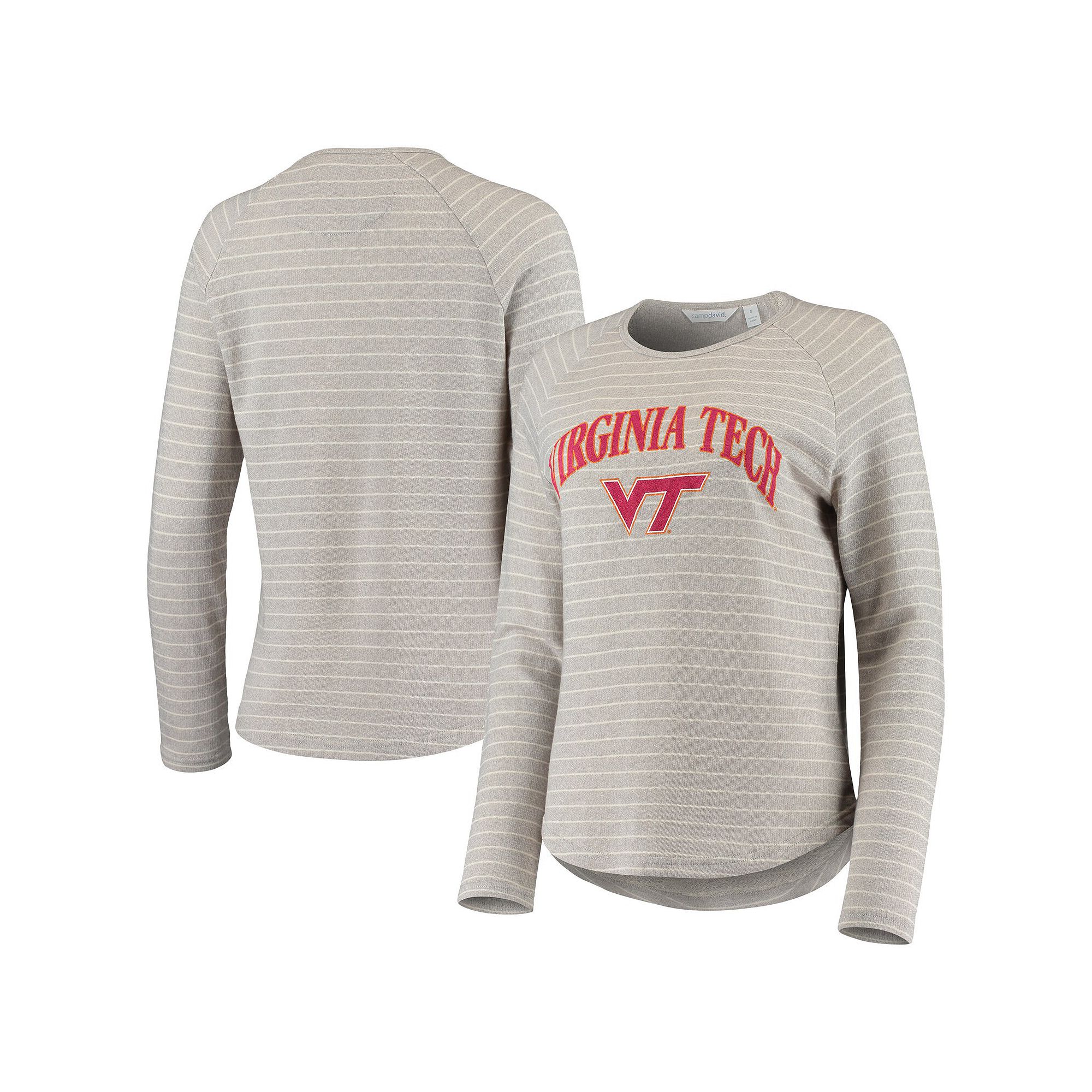 Womens Heathered Gray Virginia Tech Hokies Seaside Striped French Terry Ra