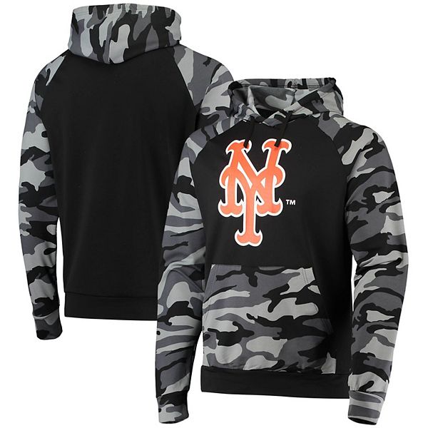 Men's FOCO Black New York Mets Camo Raglan Pullover Hoodie Size: Medium