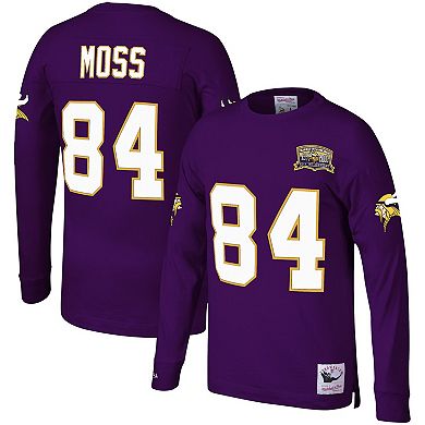 Men's Mitchell & Ness Randy Moss Purple Minnesota Vikings 2000 Retired Player Name & Number Long Sleeve T-Shirt