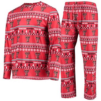 Men's Concepts Sport Red Texas Tech Red Raiders Ugly Sweater Long Sleeve T-Shirt and Pants Sleep Set