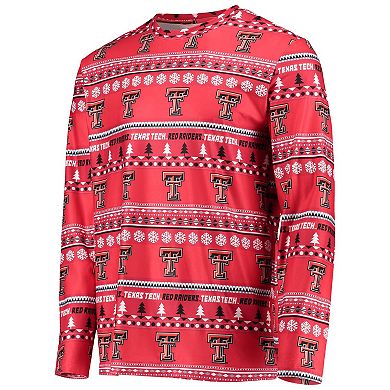 Men's Concepts Sport Red Texas Tech Red Raiders Ugly Sweater Long Sleeve T-Shirt and Pants Sleep Set