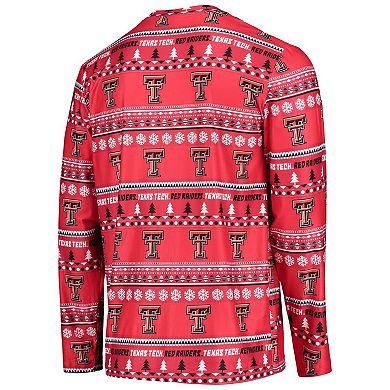 Men's Concepts Sport Red Texas Tech Red Raiders Ugly Sweater Long Sleeve T-Shirt and Pants Sleep Set