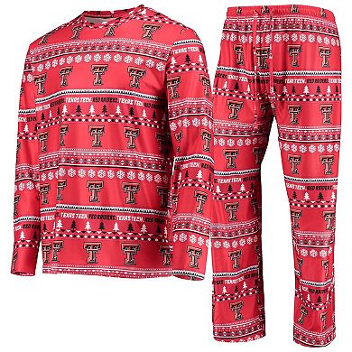 Men's Concepts Sport Red Texas Tech Red Raiders Ugly Sweater Long Sleeve T-Shirt and Pants Sleep Set