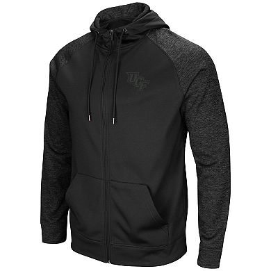 Men's Colosseum Black UCF Knights Blackout 3.0 Tonal Raglan Full-Zip Hoodie