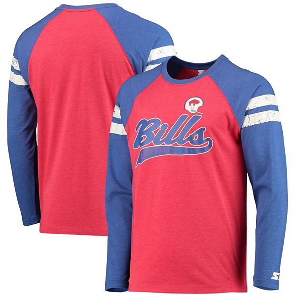 Buffalo Bills Starter Throwback League Raglan Long Sleeve Tri-Blend T-Shirt  - Red/Royal