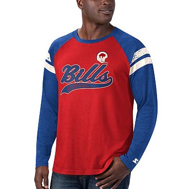 Starter Men's Red, Royal Buffalo Bills Throwback League Raglan Long Sleeve Tri-Blend T-Shirt - Red, Royal