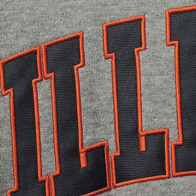 Men's Colosseum Heathered Gray Illinois Fighting Illini Arch & Logo 3.0 Full-Zip Hoodie