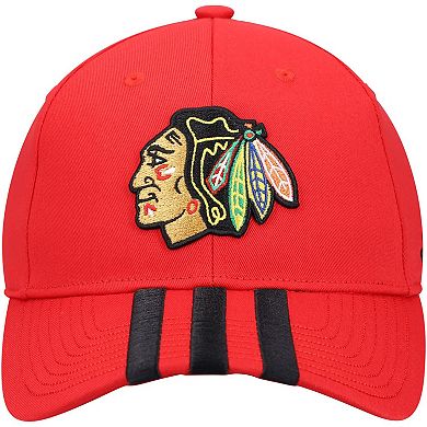 Men's adidas Red Chicago Blackhawks Locker Room Three Stripe Adjustable Hat