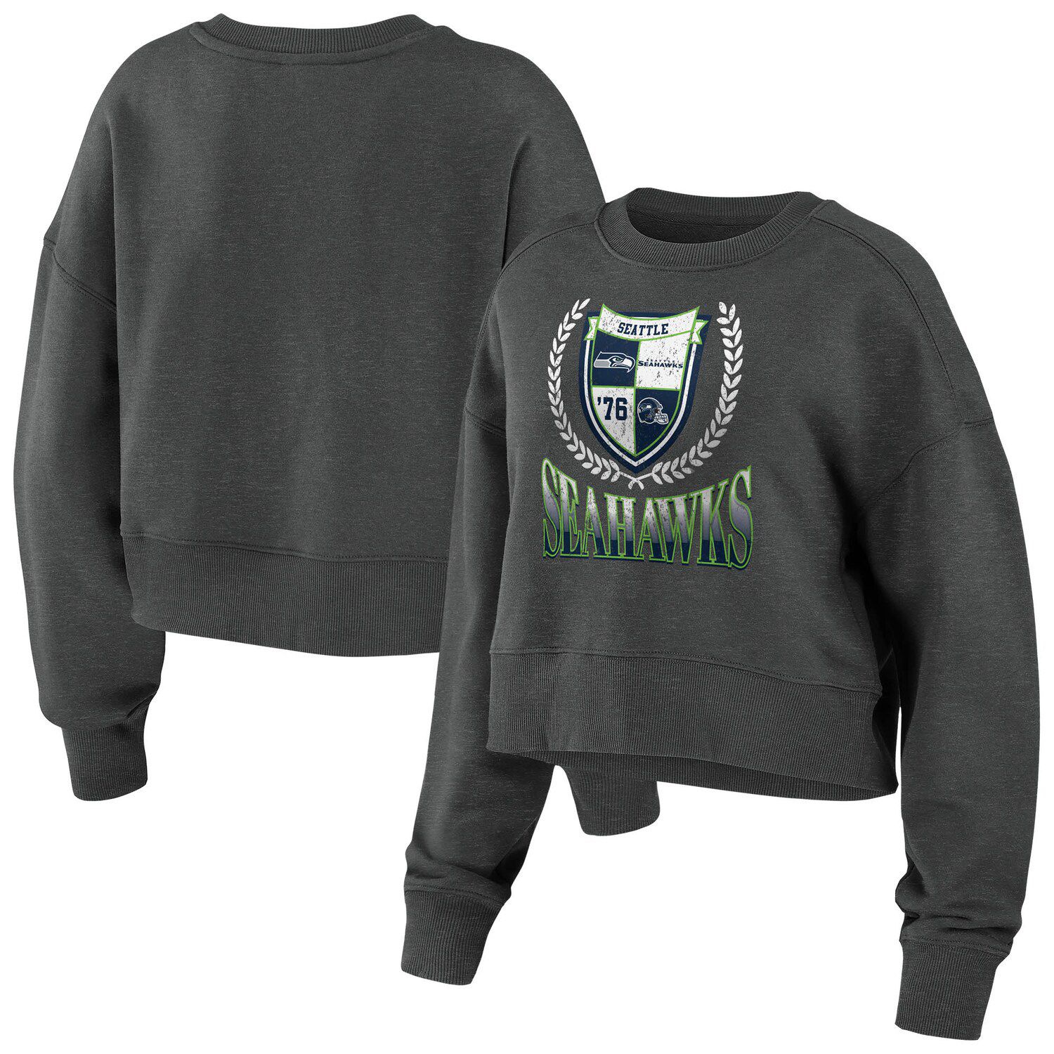 Juniors White Seattle Seahawks Carli Crop Long Sleeve T-Shirt