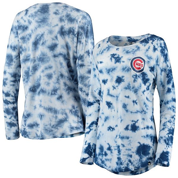 Women's New Era Royal Chicago Cubs Tie-Dye Long Sleeve T-Shirt