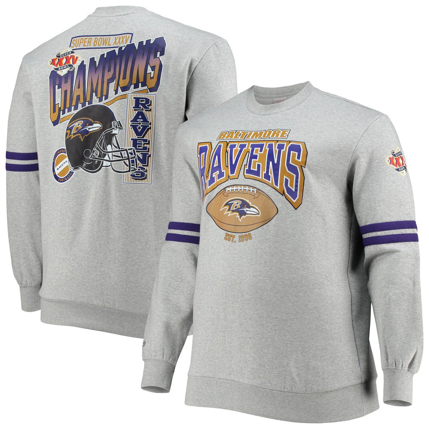 Women's Fanatics Branded Heathered Gray Baltimore Ravens Jump Distribution Tri-Blend Pullover Sweatshirt