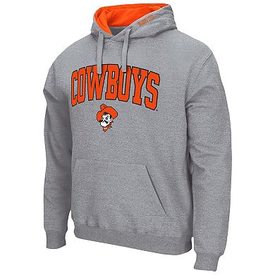 Men's Colosseum Heather Gray Oklahoma State Cowboys Arch & Logo 3.0 Pullover Hoodie
