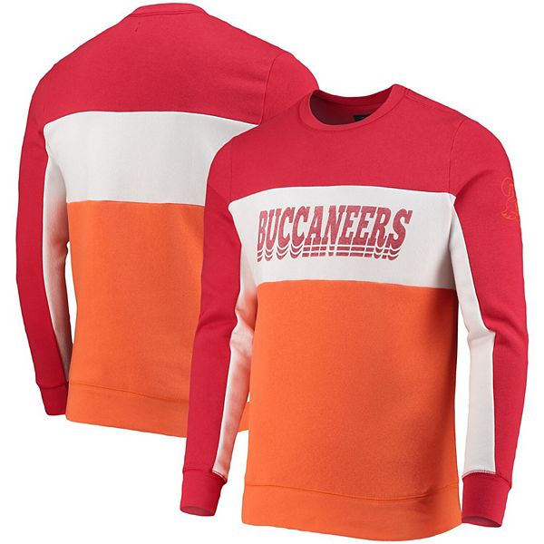 Men's Junk Food Red/Orange Tampa Bay Buccaneers Color Block Pullover  Sweatshirt