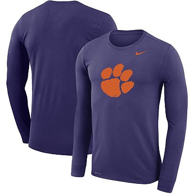 Men s Nike Purple Clemson Tigers School Logo Performance Legend Long Sleeve T Shirt