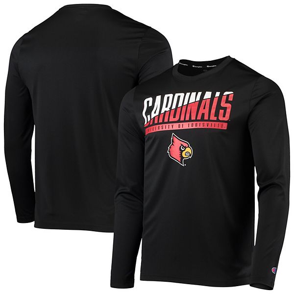 Men's Champion Black Louisville Cardinals Wordmark Slash Long Sleeve T