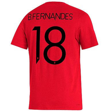 Men's adidas Bruno Fernandes Red Manchester United Name & Number Amplifier T-Shirt
