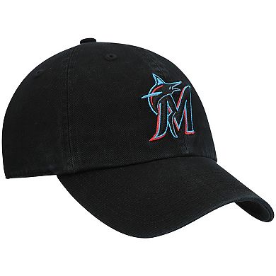 Youth '47 Black Miami Marlins Team Logo Clean Up Adjustable Hat