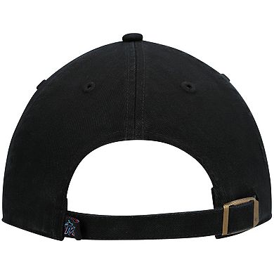 Youth '47 Black Miami Marlins Team Logo Clean Up Adjustable Hat