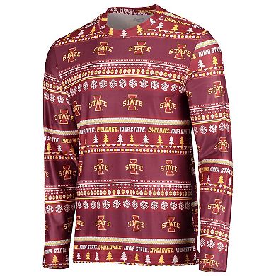 Men's Concepts Sport Cardinal Iowa State Cyclones Ugly Sweater Long Sleeve T-Shirt and Pants Sleep Set